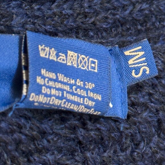 Nua Aran Crafts Dark Blue Merino Wool Cable Knit Poncho Size S/M - Picture 11 of 16